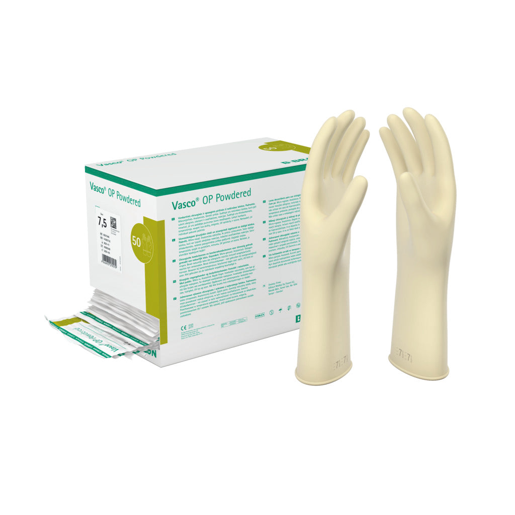 chirurgische handschuhe B.BRAUN Vasco OP gepuderte sterile aus Latex Color:chrome Folien für Fahrräder Streetwear