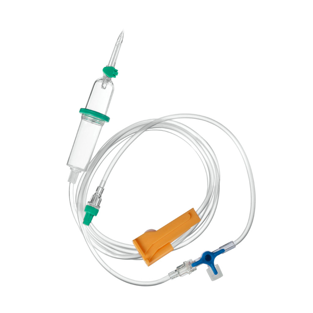 Sicherheitsinfusionssets B.Braun Intrafix Safeset mit Drei-Wege-Discofix-Hahn - 220 cm - Packung mit 100 Stück.