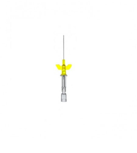 Introcan Certo W single-lumen winged cannula needles 24Gx19mm - Yellow - Pack of 50 pcs.