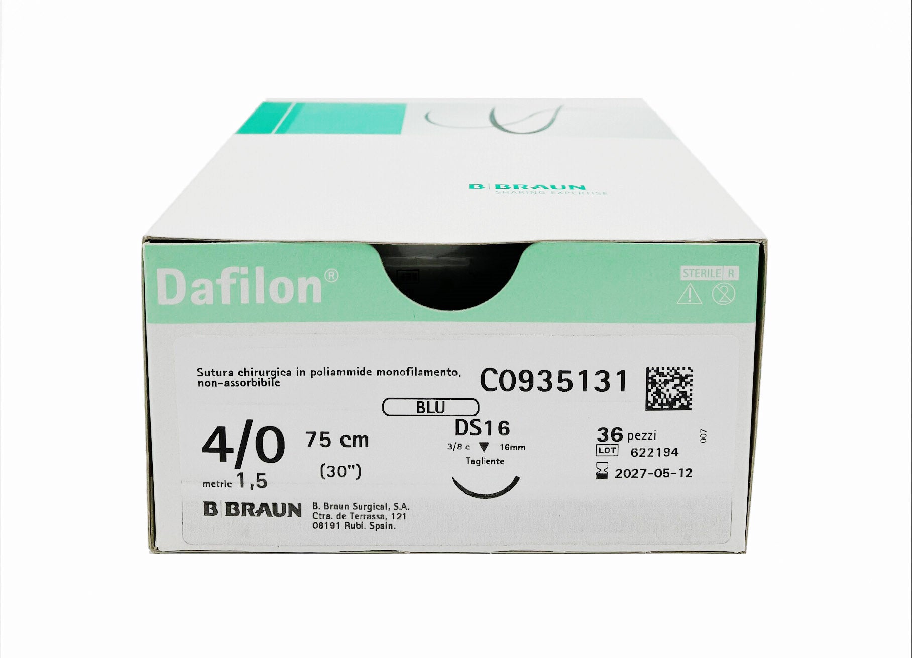 Dafilon non-absorbable nylon suture - blue thread