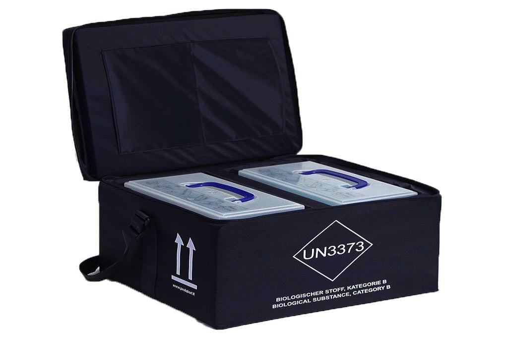 Borsa per trasporto contenitori provette (2 BS472041) a norma ADR certificata con Tracolla