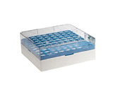CryoGen® Box for 81 1 and 2 ml tubes with light blue pad-printed grid. Pack of 5 pcs.
