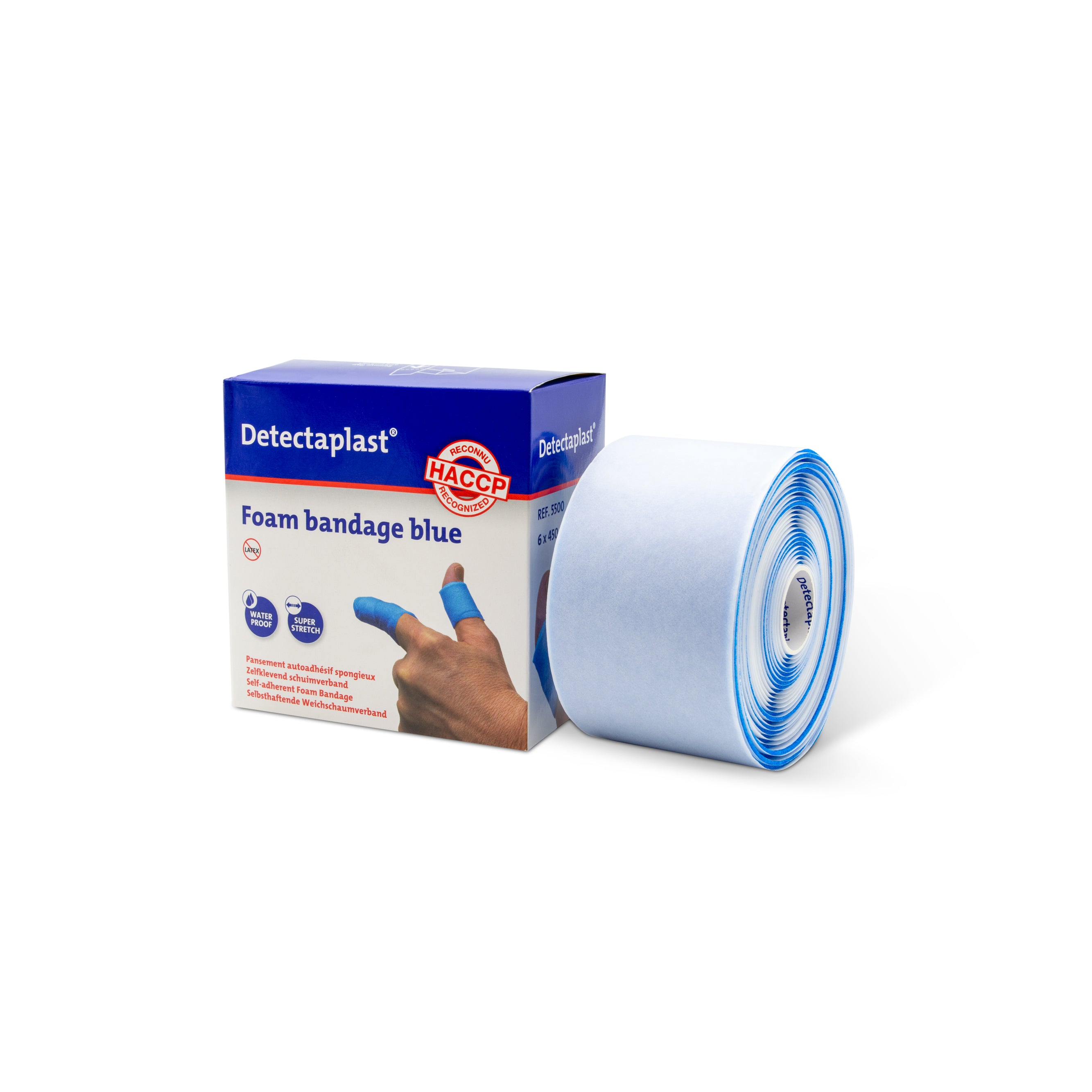 Detectaplast Cohesive Bandage 6 cm x 4.5 m - Ideal for HACCP