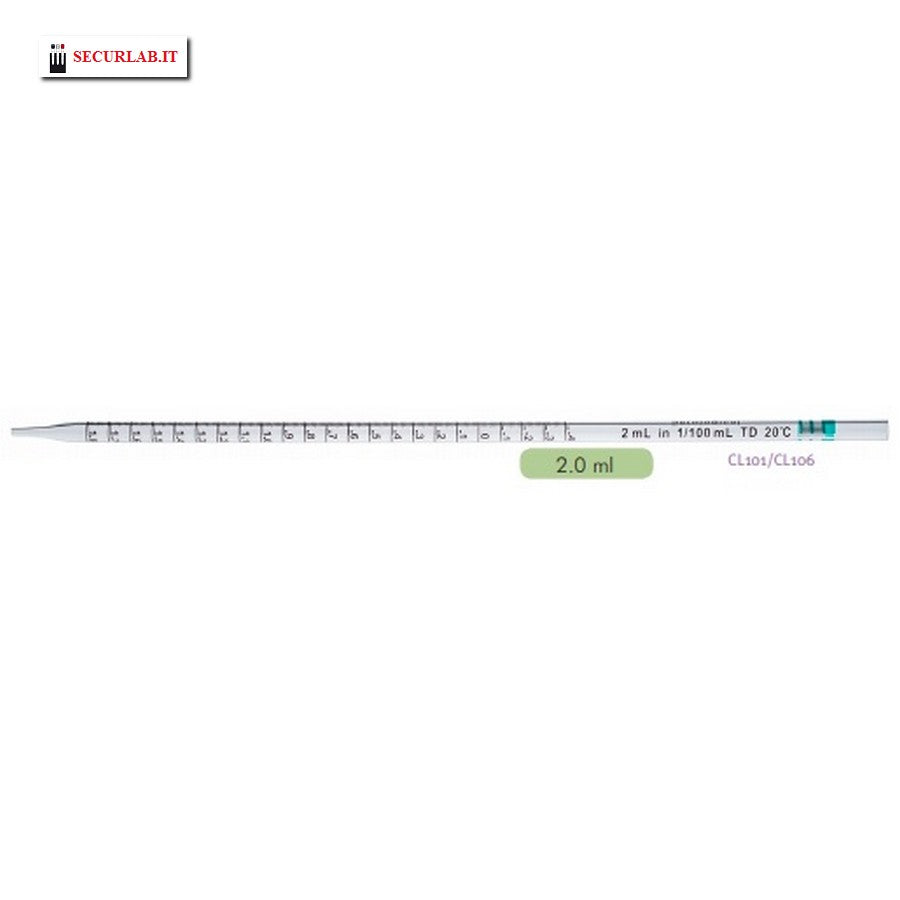 Pipetta sierologica CLEARLine da 2 ml, VERDE Conf.singola sterili - Conf.800 pz.