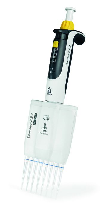 Micropipetta BRAND multicanale Transferpette S, 0,5-10 µl, puntale 0,5-20 µl