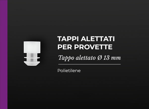 Tappi alettati per provette 13 mm neutri conf. 1000 pz.