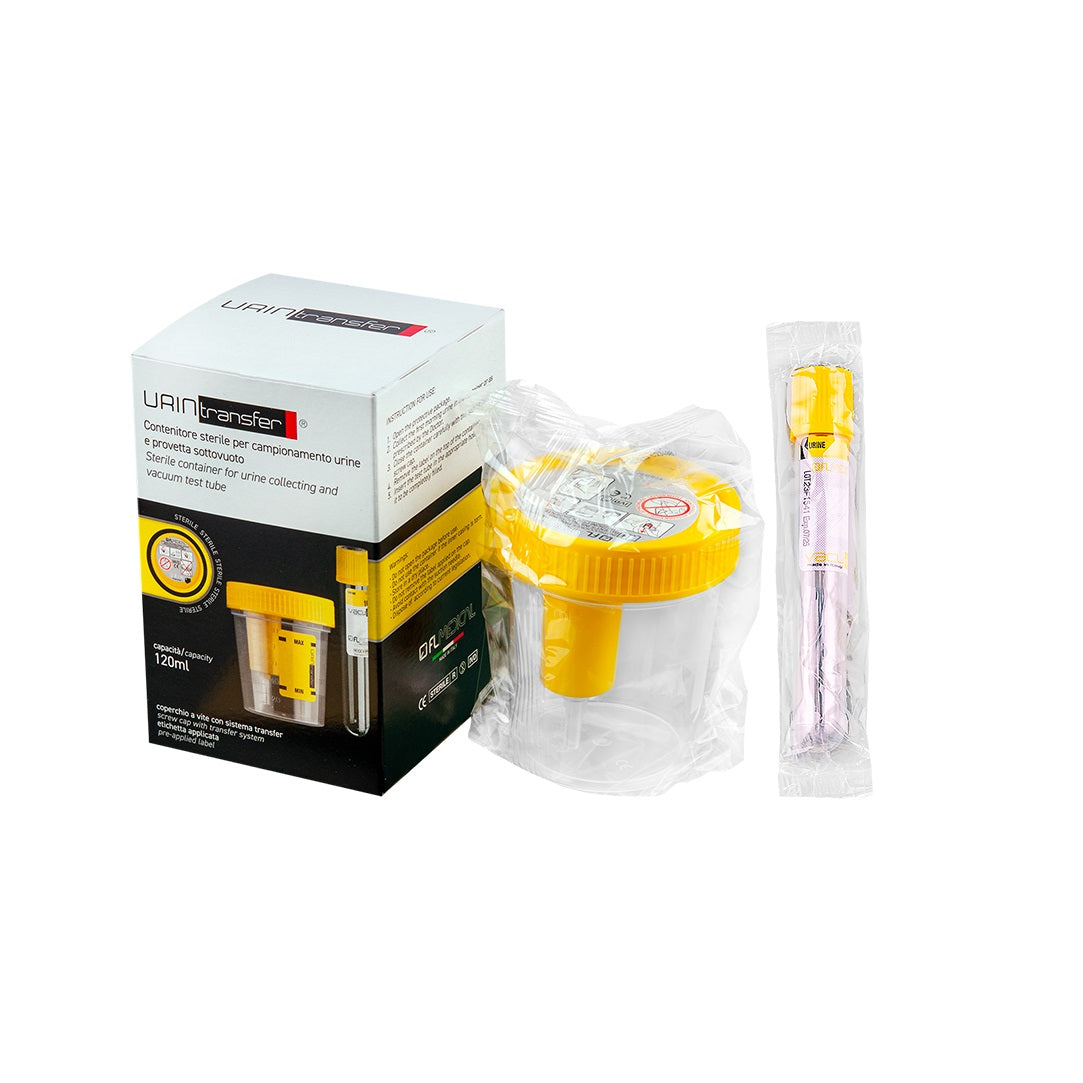 Kit de prélèvement d’urine sous vide (récipient de 120 ml + tube de 16x100 mm) - BOÎTE INDIVIDUELLE -