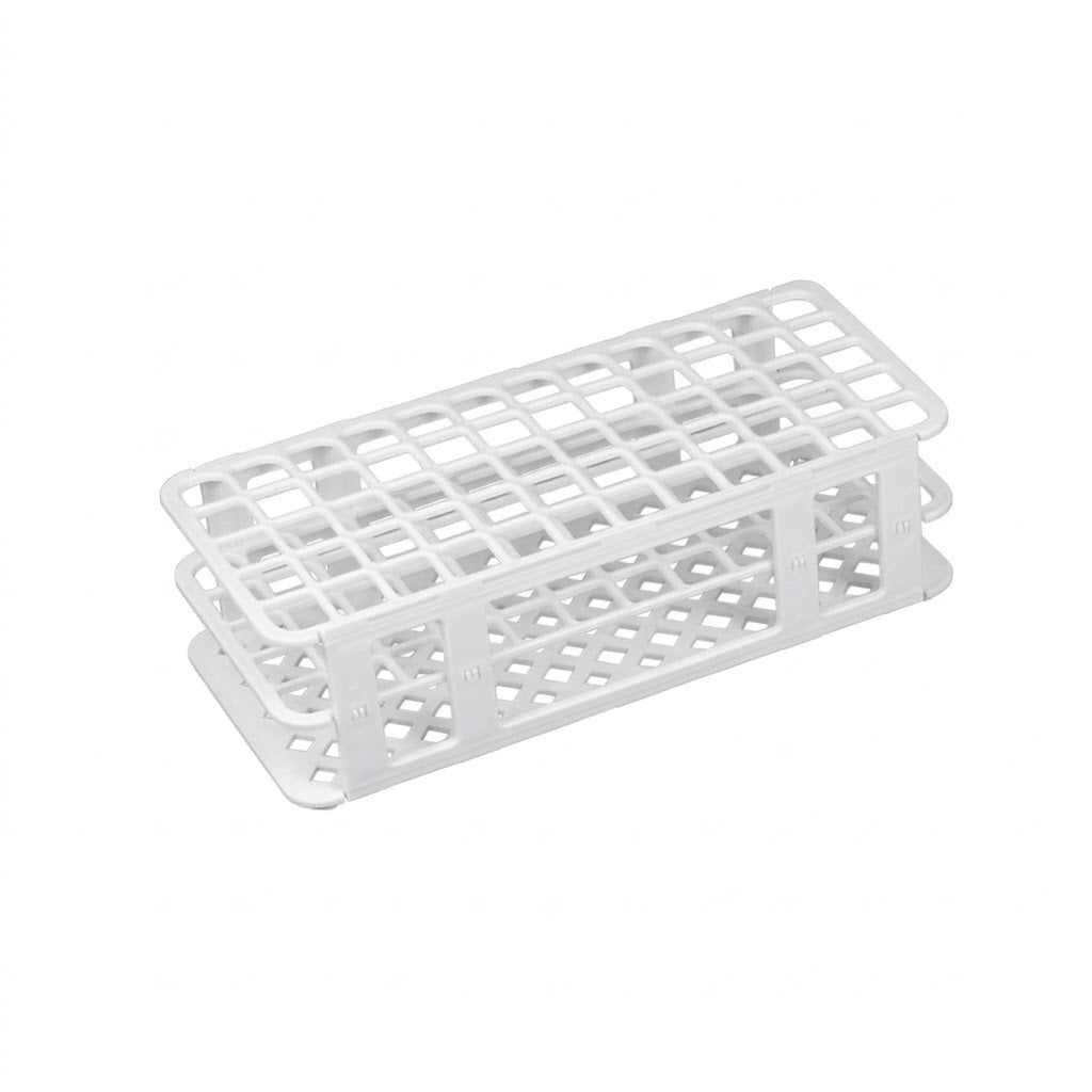 Portaprovette per provette ø 16mm, 60 posti, autoclavabile in polipropilene bianco