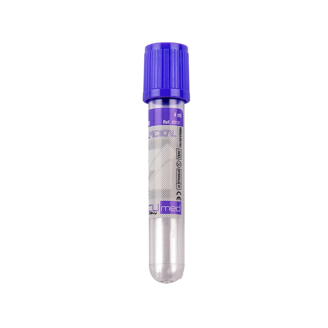 Tubos Vacumed® 13x75 mm con K3 EDTA para 4 ml de sangre, tapón morado, estériles - env. 1200 uds.