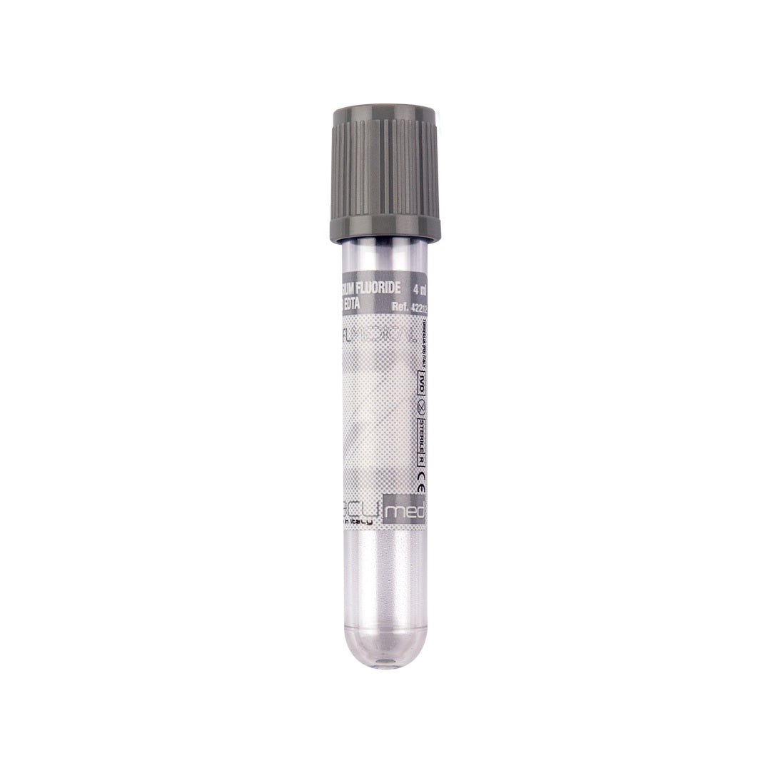 Provette Vacumed® 13x75 mm con Potassio Fluoruro x 4 ml di sangue, tappo grigio, sterile - conf.100 pz.