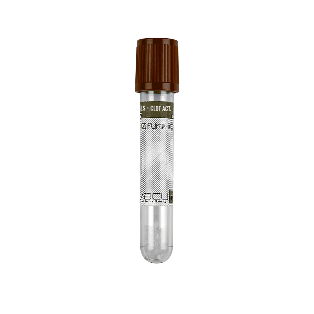 Vacumed® provette sottovuoto 13x75 con granuli separatori con attivatore di coagulazione tappo marrone - Conf.100 pz.