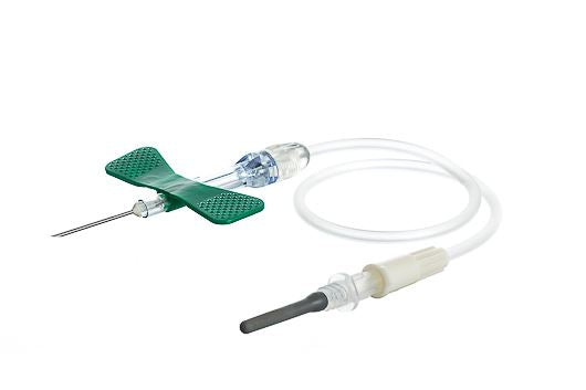 Aghi a farfalla + adattatore con sicurezza Nipro 21G verde - tubo 190 mm sterile - Conf.50 pz