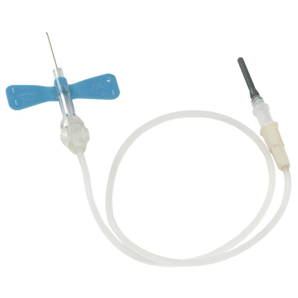 Butterfly-Nadel + Adapter mit Sicherheit Nipro 23G blau - Schlauch 190 mm steril - Pack. 50 Stk