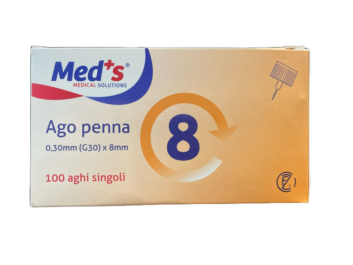 Aghi per penna da insulina 0,30 mm (G30) X 8 mm MED'S - conf.100 pz.