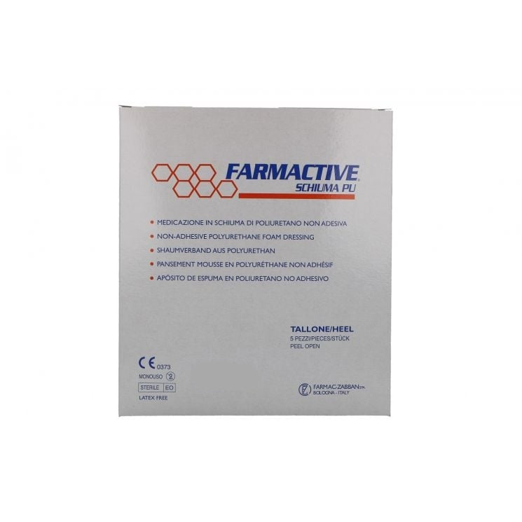 Medicazione sterile Farmactive in schiuma di PU per tallone - non adesiva - cm 10x13 - conf.5 pz.