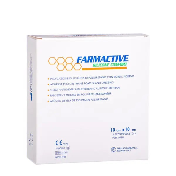 Medicazione in schiuma di poliuretano con silicone FARMACTIVE Confort con bordo