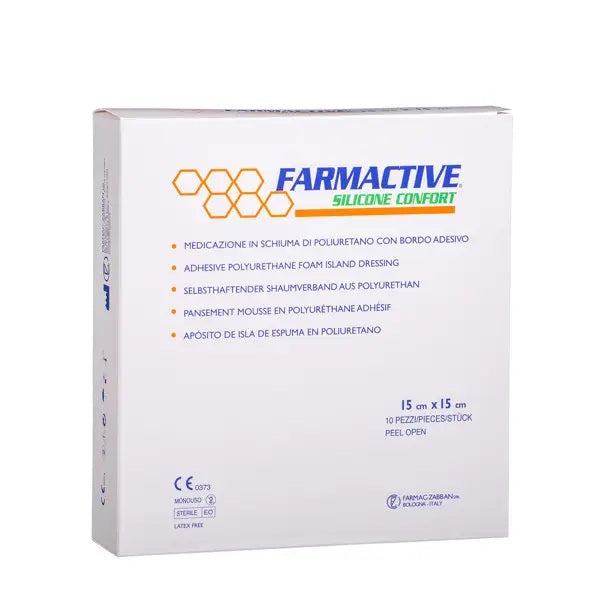 Medicazione in schiuma di poliuretano con silicone FARMACTIVE Confort con bordo