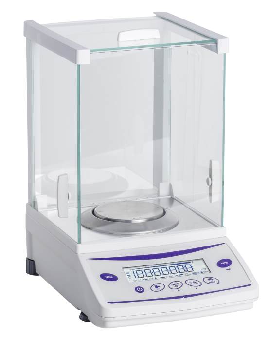 Bilancia analitica di precisione digitale con capacità di pesata: 220g e risoluzione: 0,0001 g (0,1 mg).