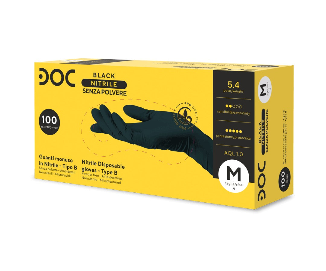DOC Guanti in nitrile senza talco neri per tatuatori Black