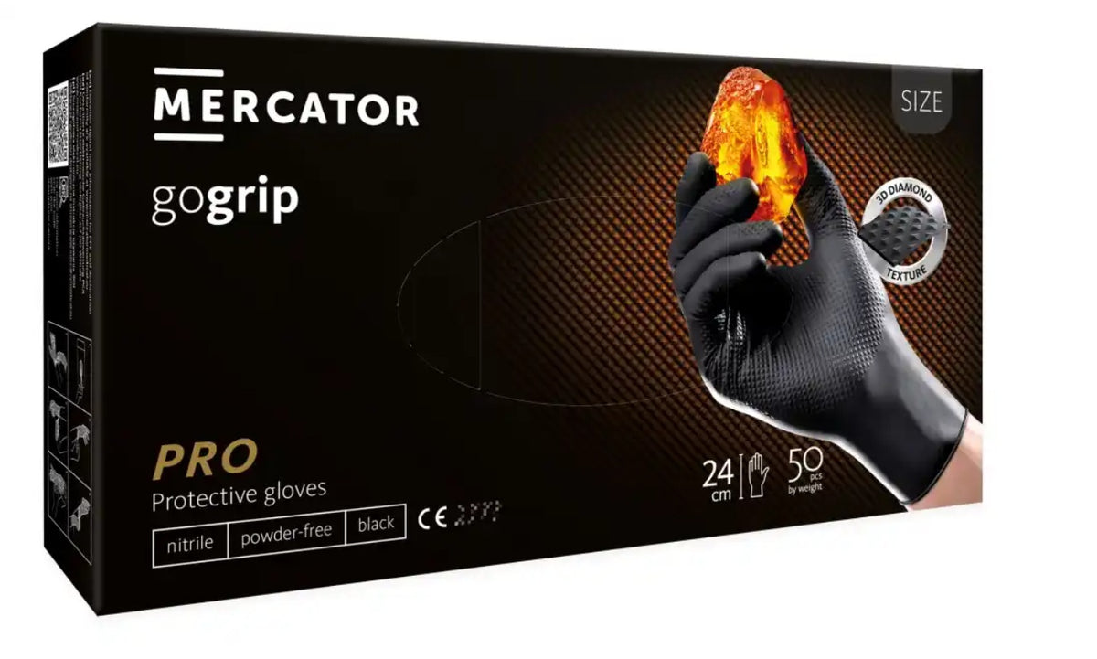 Schwarze, gepunktete, puderfreie Nitrilhandschuhe Gogrip