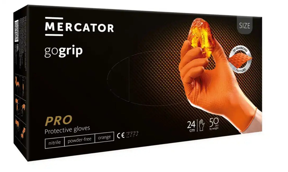 Guantes Gogrip de nitrilo sin polvo con puntos naranja