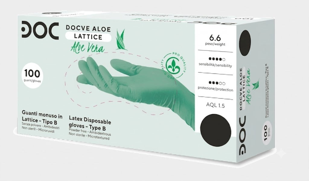 Guanti in lattice con aloe vera senza polvere DOC