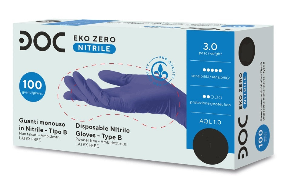 DOC Guanti in nitrile senza polvere EKO Zero Ultra Light e Soft