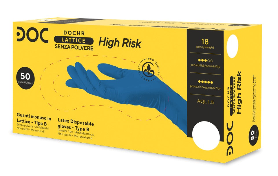 Guantes de látex sin talco DOC para riesgos elevados
