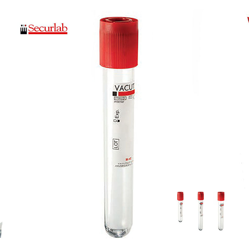 Vacutest Röhrchen 16x100 Gerinnungsaktivator 9 ml roter Verschluss - Packung mit 100 Stk.