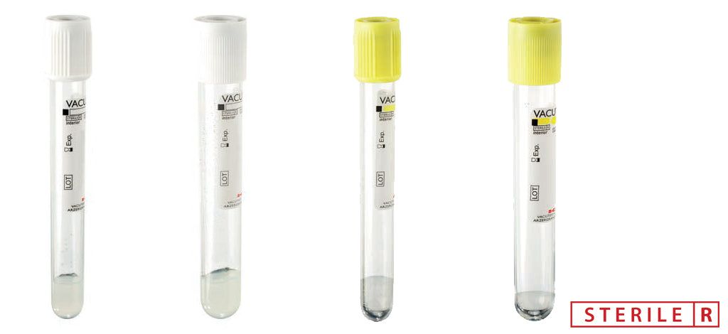 Reagenzgläser für Transfusionszentren 13x100 mm K2 EDTA + Gel 5 ml - weißer Verschluss - Packung 500 Stk.