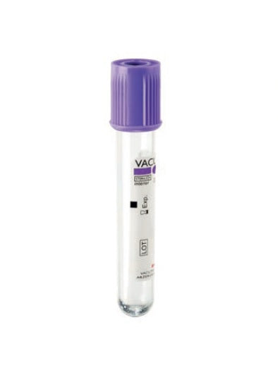 Vacutest Röhrchen 13x75 K3EDTA - 3 ml violetter Verschluss - Packung mit 100 Stk.