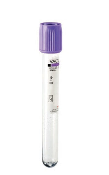 Vacutest Provetta 13x100 K2 E 6ml tappo viola - Conf.100 pz.