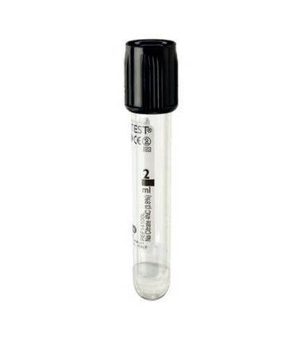 Vacutest Röhrchen 13x75 Ves 1,6 ml schwarzer Verschluss Packung mit 100 Stk.