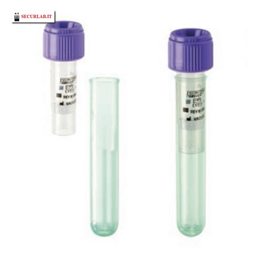 Riduttore porta provette ed etichetta per provette pediatriche. Colore verde trasparente. Conf.1000 pz.