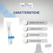 Aghi a farfalla completo di adattatore luer e holder con sistema di protezione 23G 0,6x20 mm – azzurro Conf.25 pz.