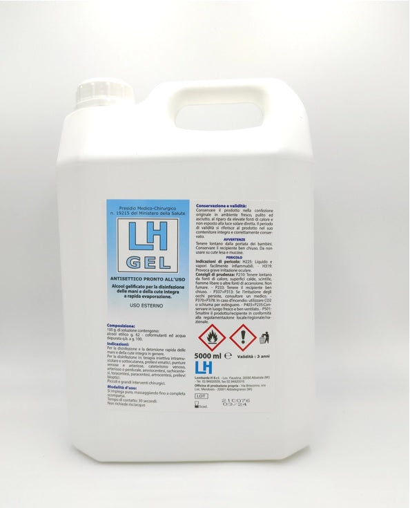 LH GEL antisettico pronto all'uso per la disinfezione delle mani a rapida evaporazione