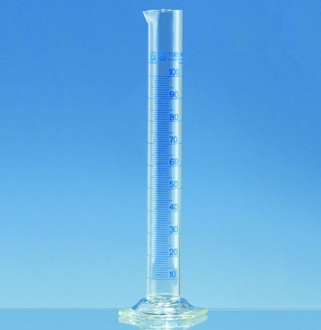 Cilindri graduati classe A in vetro borosilicato 3.3 - forma alta, graduazioni blu