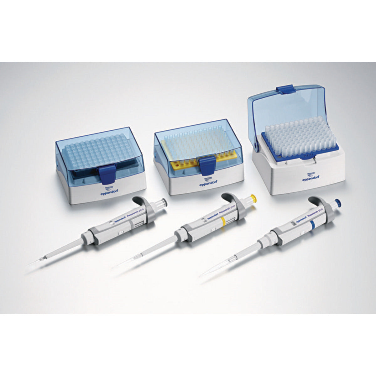Micropipette a singolo canale Eppendorf Research plus 3-Pack, volume variabile, opzione 1: 0.5-10 µl, 10-100 µl, 100-1.000 µl
