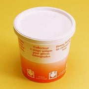 LP Italiana - disposable polystyrene shockproof jar for surgical parts with sealed screen-printed closure