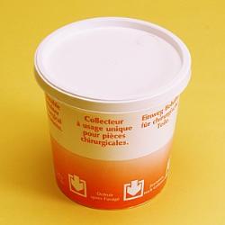 LP Italiana - Vaso monouso in polistirolo antiurto per pezzi chirurgici con chiusura a tenuta serigrafato