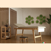 Lettino Medicale beige in legno massello con portarotolo
