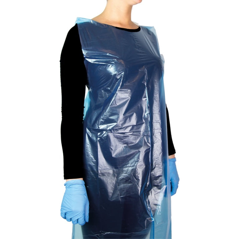 Grembiuli monouso impermeabili non sterili in LDPE blu - Conf.100 pz.