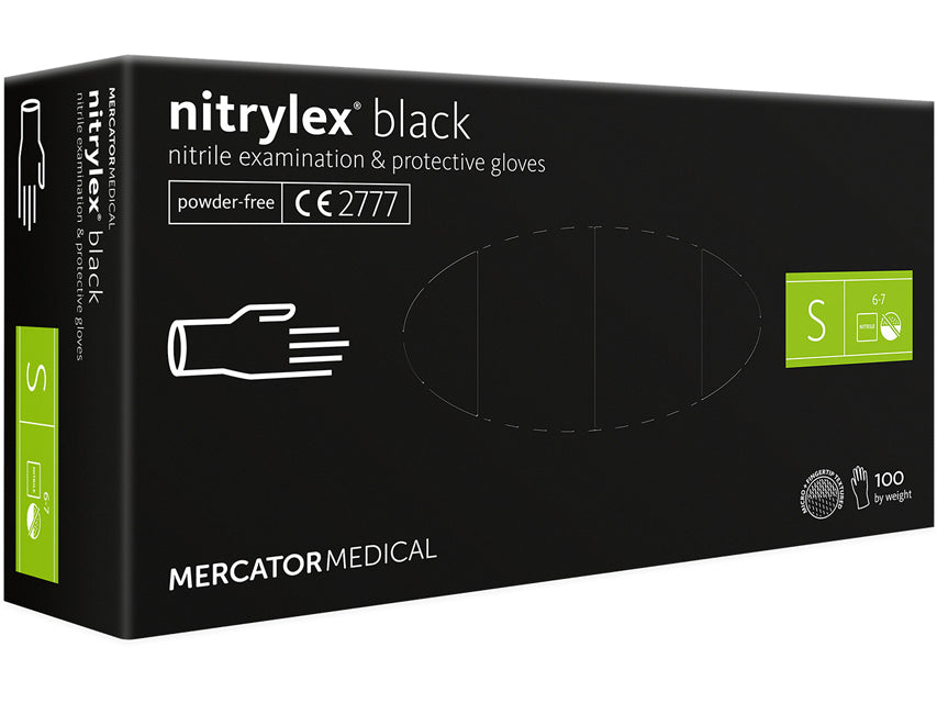 Guanti in nitrile neri senza talco Nitrylex black MERCATOR MEDICAL