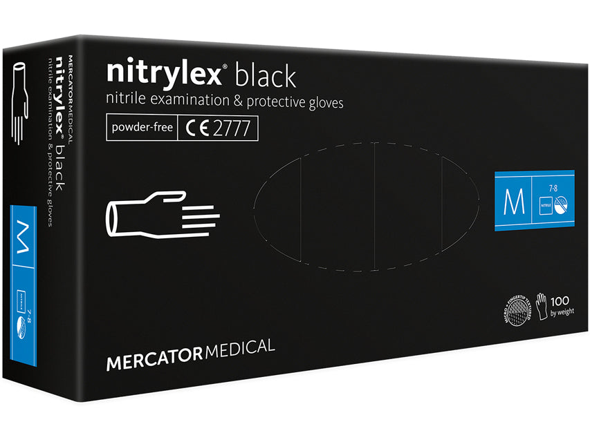 Guanti in nitrile neri senza talco Nitrylex black MERCATOR MEDICAL