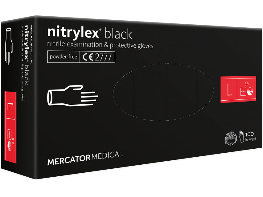 Guanti in nitrile neri senza talco Nitrylex black MERCATOR MEDICAL