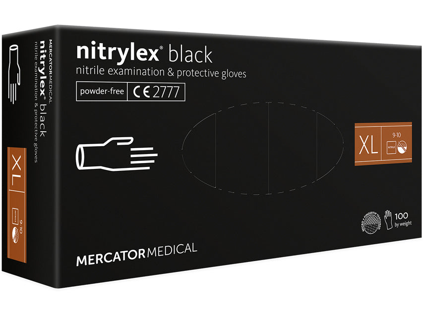 Guanti in nitrile neri senza talco Nitrylex black MERCATOR MEDICAL