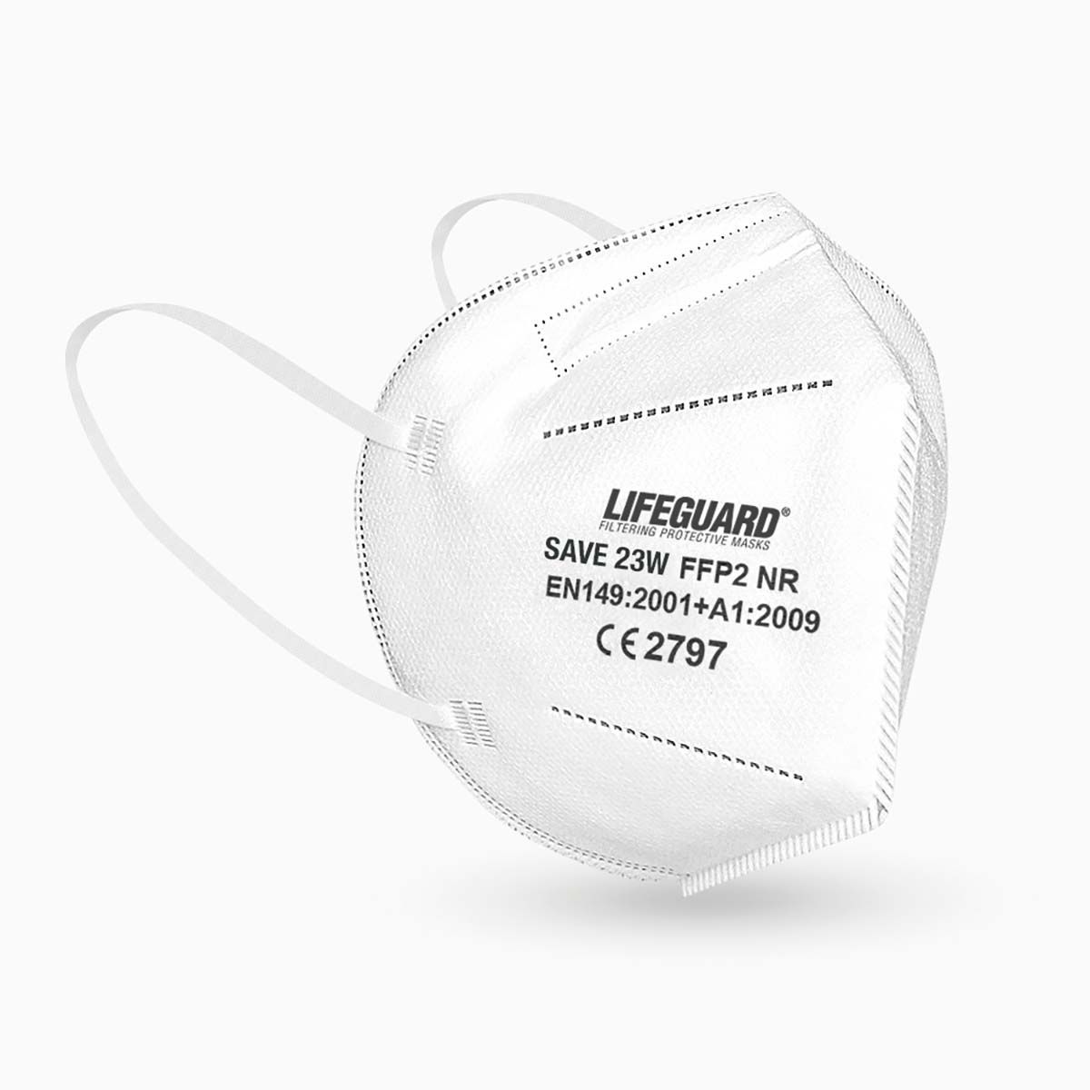 Mascherine FFP2 LIFEGUARD pieghevoli bianche - conf.20 pz - CE 2797 - DPI III