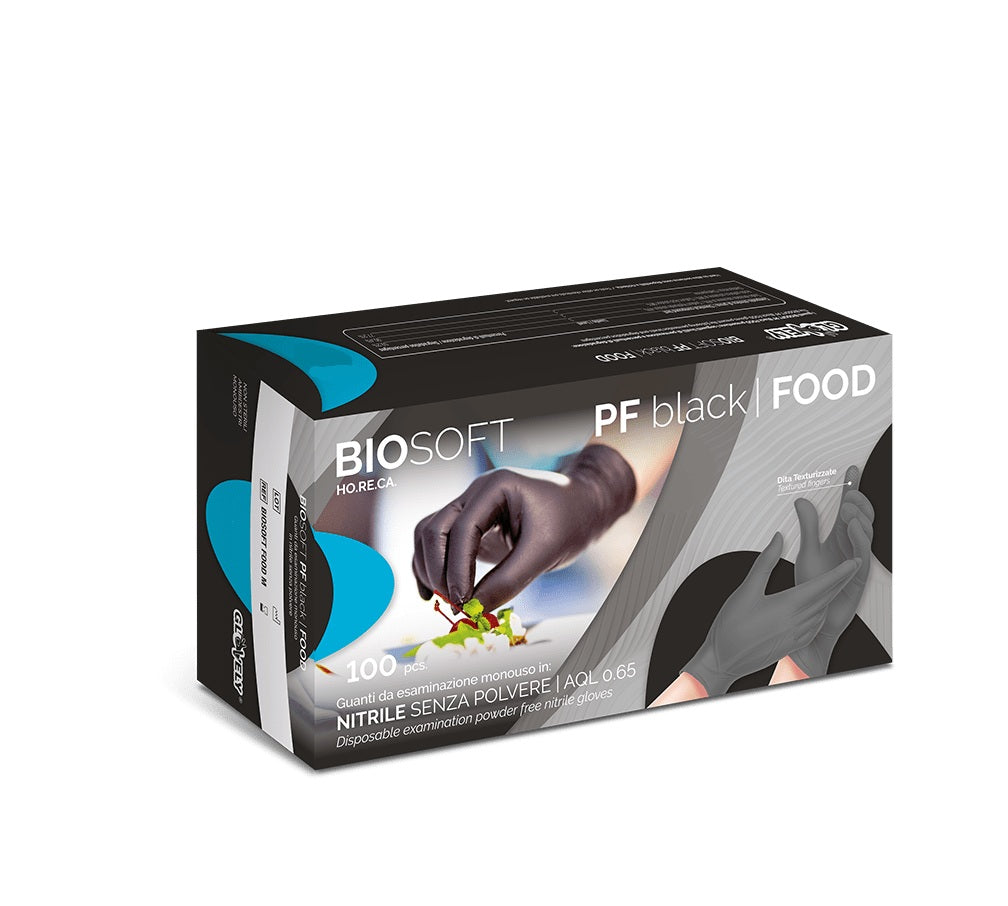 RAYS BIOSOFT PF Black FOOD guanti in nitrile neri senza polvere