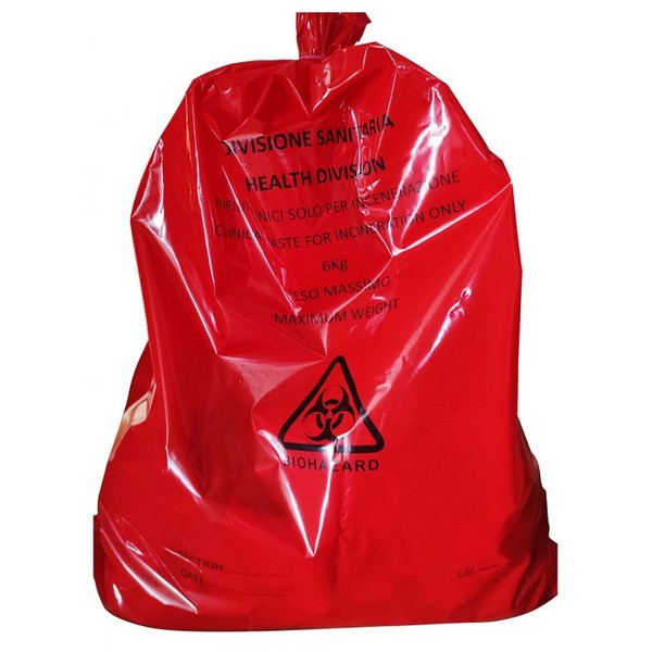 Bolsas para residuos de riesgo biológico con símbolo BIOHAZARD - Dim. 60x75h cm - Env. 500 uds.
