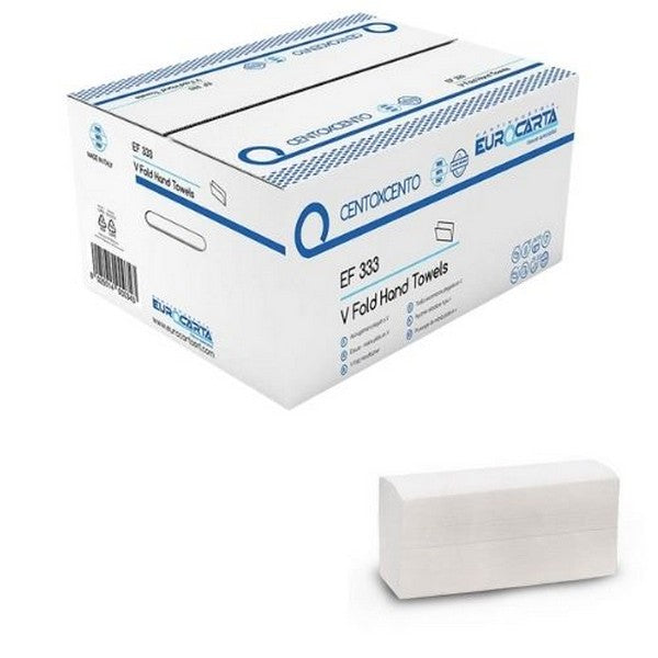 Lingettes essuie-mains pliées en V Ecolabel - 3000 pcs (15 paquets de 200 pcs.)